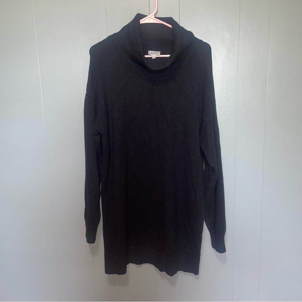 Raya Black Turtleneck Tunic Sweater Dress Large